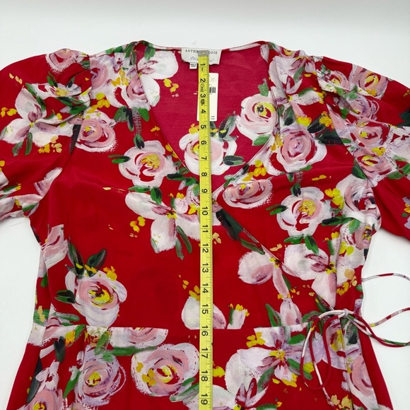 NWT Anthropologie x Alice Archer Rosalie Wrap Midi Dress 10 Red Motif Floral - Picture 15 of 16
